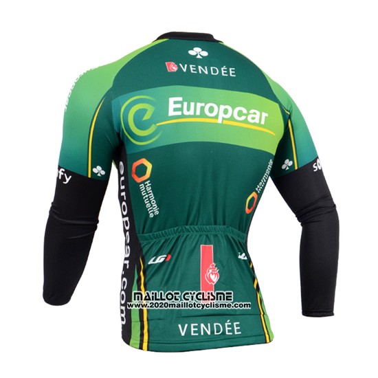 2014 Maillot Ciclismo Europcar Noir et Vert Manches Longues et Cuissard